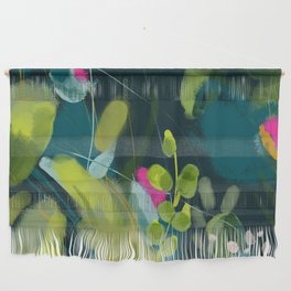 abstract jungle fever leaves in floral green Wall Hanging