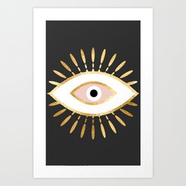 gold foil evil eye in blush Art Print