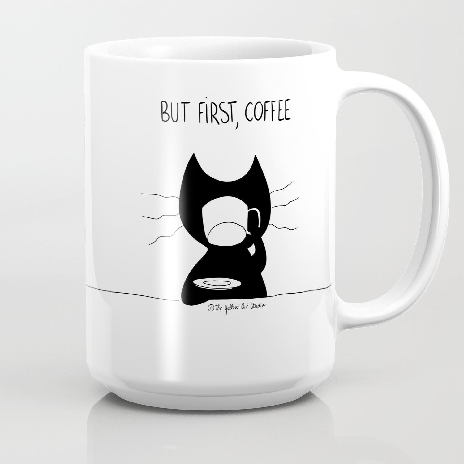 But First Coffee Cat Drinking Coffee Coffee Mug By