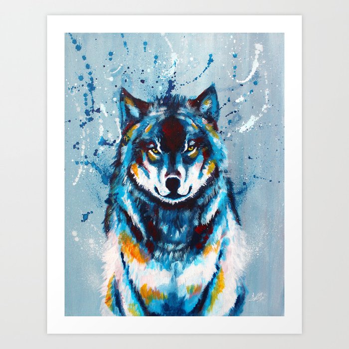 Wise And Wild Wolf Acrylic Painting Art Print By Floartstudio