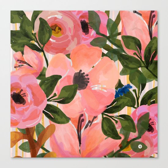 Watercolor flowers and plants 02 Canvas Print