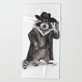 " Raccoon Bandit " funny western raccoon Beach Towel