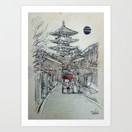 TOKYO TEMPLE Art Print | Japan, Drawing, Illustration, Tokyo, Travel, Louijover, Other, Jover, Temple, Asia 