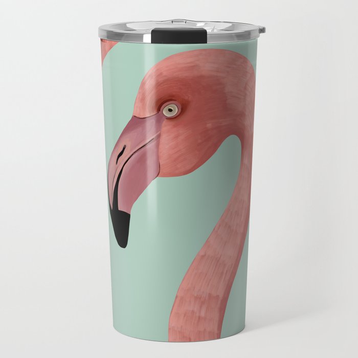 Flamingo long loop neck abstract Travel Mug