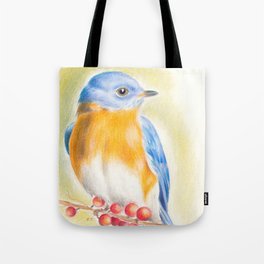Blue Bird Colored Pencil Drawing Tote Bag