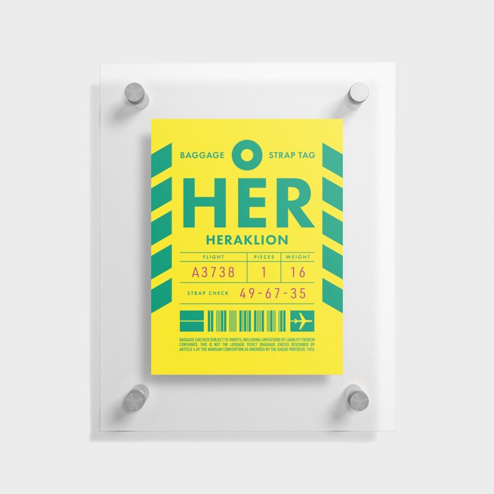 Luggage Tag D - HER Heraklion Greece Floating Acrylic Print