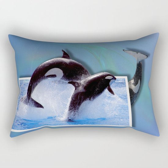 Leaping Orcas Rectangular Pillow
