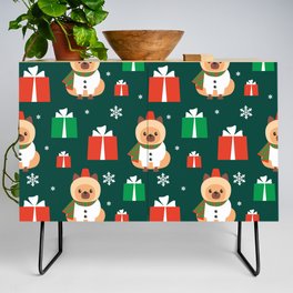 Colorful Seamless Pattern with Cute Dog in Christmas Costume 03 Credenza