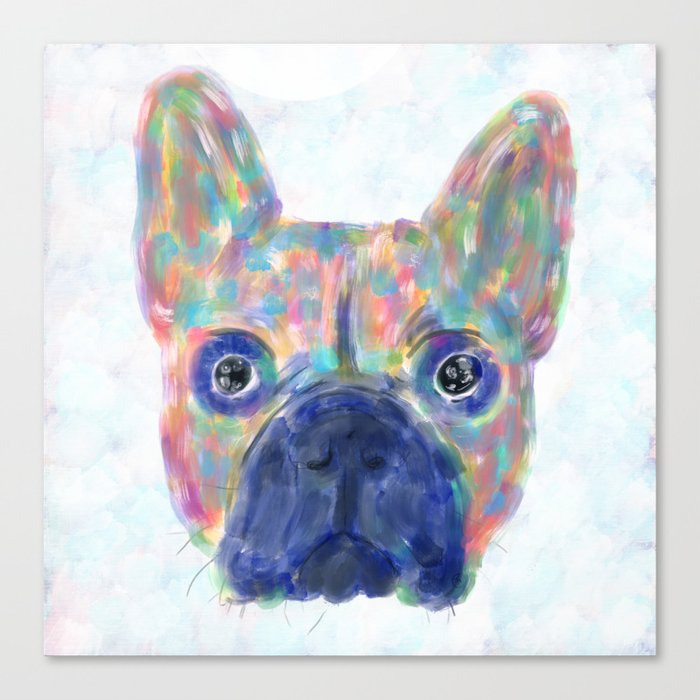 Colorful French Bulldog Brush Strokes Hand Paint Canvas Print