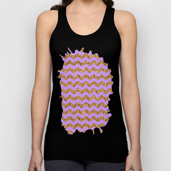 Purple Gold Glitter Chevron Unisex Tank Top