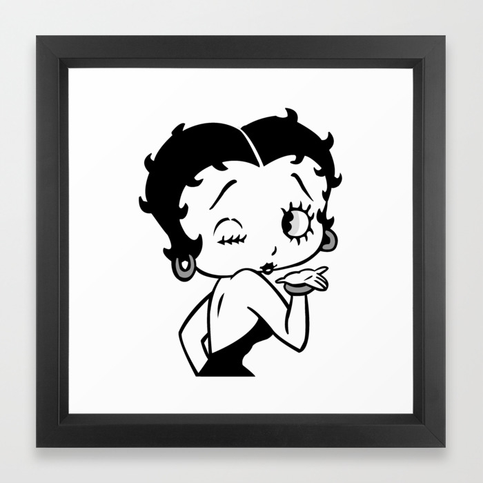 Betty Boop Tease Kiss Black White Framed Art Print By