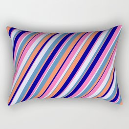 [ Thumbnail: Colorful Lavender, Blue, Coral, Dark Blue, and Hot Pink Colored Lines/Stripes Pattern Rectangular Pillow ]