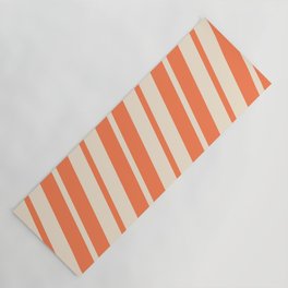 [ Thumbnail: Coral & Beige Colored Pattern of Stripes Yoga Mat ]