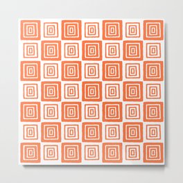 Mid Century Modern Geometric Checker 821 Orange Metal Print