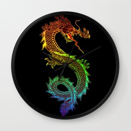 Traditional Chinese dragon in rainbow colors Wall Clock