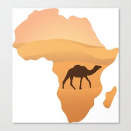 Camel and desert on a map of africa Canvas Print