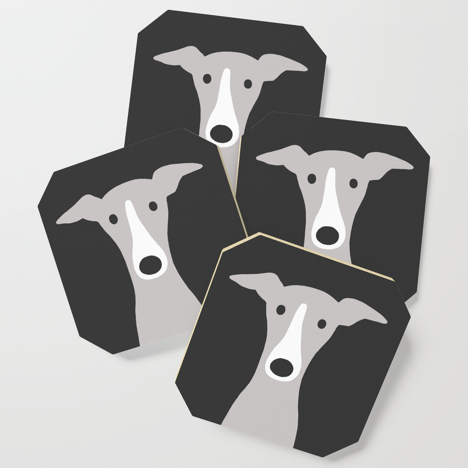 Cute Greyhound Italian Greyhound Or Whippet Cartoon Dog Coaster By Mylifeisacartoon Society6