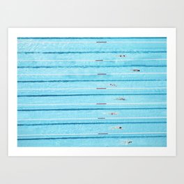Aerial View of Swimmers in a Blue Pool Art Print