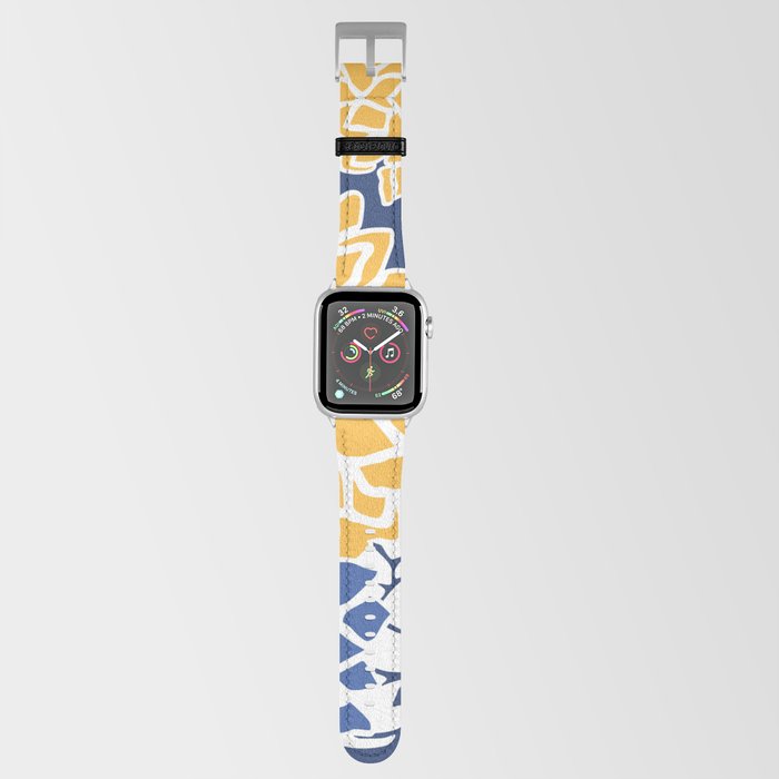 Flower Blooms, Blue and Yellow Apple Watch Band
