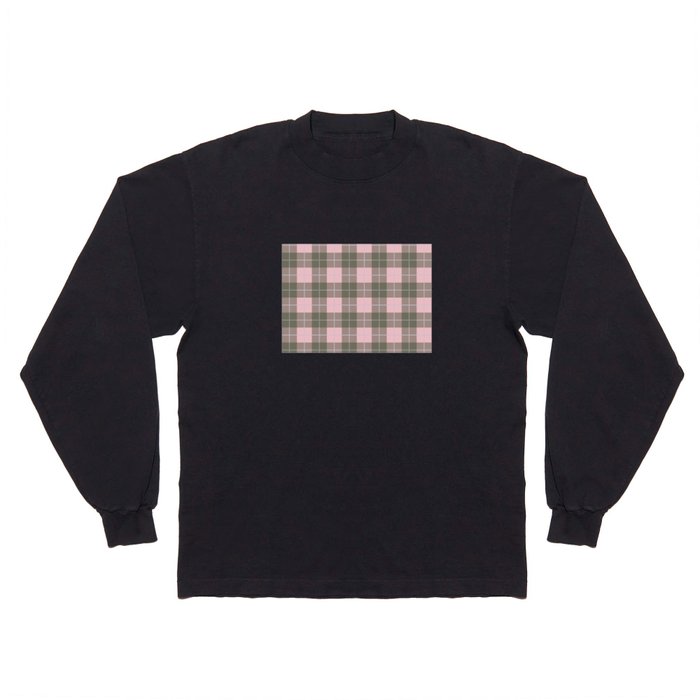 Pink and grey gingham checked Long Sleeve T Shirt