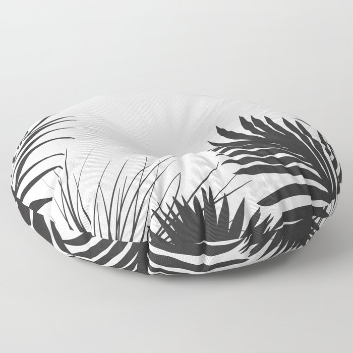 Black And White Palm Leaves Floor Pillow