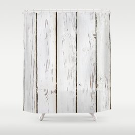 Shiplap rustic white wood. Horizontal white farmhouse shiplap. Shower Curtain