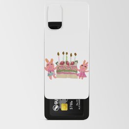 Pink bunnies with birthday cake Android Card Case