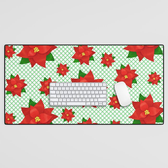 Christmas Poinsettia pattern Desk Mat