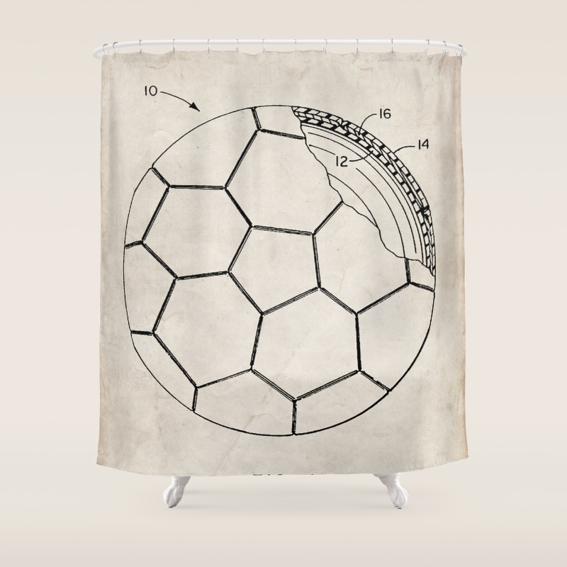 Soccer Patent Football Art Antique Shower Curtain By