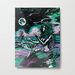 Mermaid Siren Pearl of atlantis mythology Metal Print