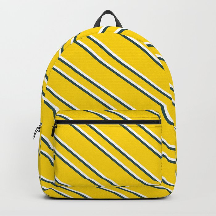 Yellow, White, and Dark Slate Gray Colored Lined/Striped Pattern Backpack