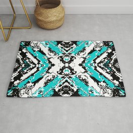 Blue Changes - Abstract black, white and blue Area & Throw Rug
