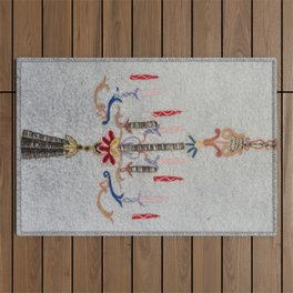 Ottoman Antique Embroidery Prayer Rug Print Outdoor Rug