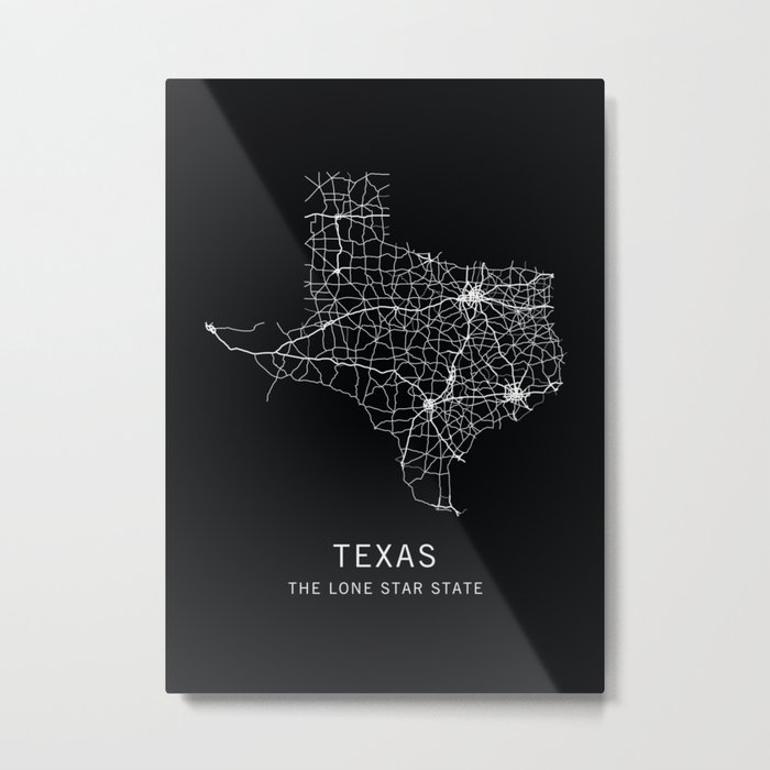 Texas State Road Map Metal Print