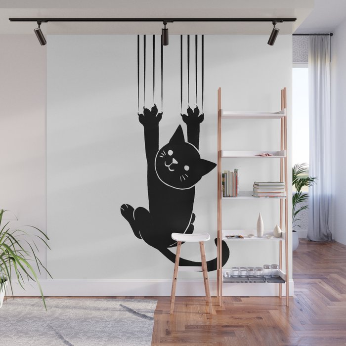 Cat Scratch Wall Mural by Charlie Layton | Society6