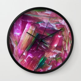 Tourmaline Pink and Green Gems October Birthstone Painting Wall Clock
