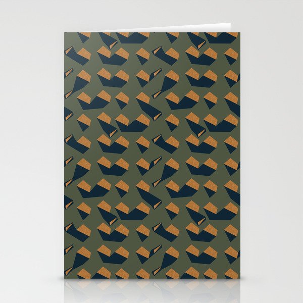 Forms No. 1 (Autumn Forest), colourful geometric pattern, mid century modern, green Stationery Cards
