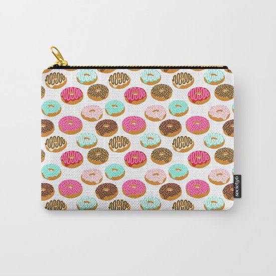 Donuts art print junk food pattern design kids minimal modern kitchen baking breakfast hipster baker Carry-All Pouch