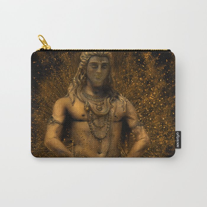 Lord Shiva Statue Painting Print, Tapestry Final, Fantasy Paintings Yoga Poster, Religious artwork Carry-All Pouch