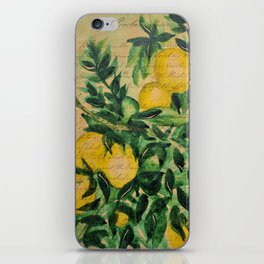 Vintage watercolor lemons iPhone Skin