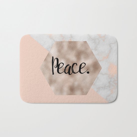 Rose gold layers - peace Bath Mat