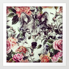Floral Wolf Art Print
