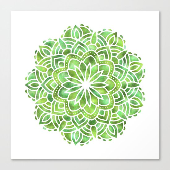 Mandala Green Leaves Canvas Print