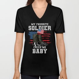 My Favorite Soldier Calls Me Baby V Neck T Shirt