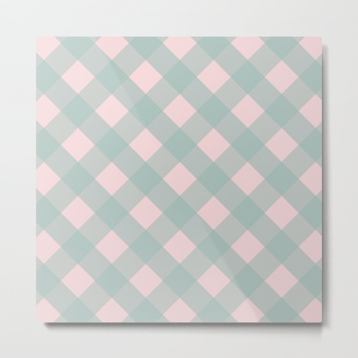 Pink & Mint Checkered Pattern-Mix and Match with Simplicity of Life Metal Print