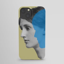 Virginia Woolf portrait green blue iPhone Case
