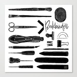 Bookbinder Tools Black & White Canvas Print