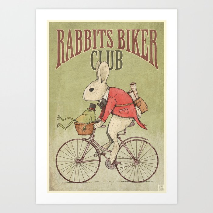 Rabbits Biker Club Art Print