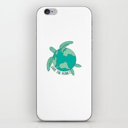 Turtle With Earth Environmental save the planet iPhone Skin