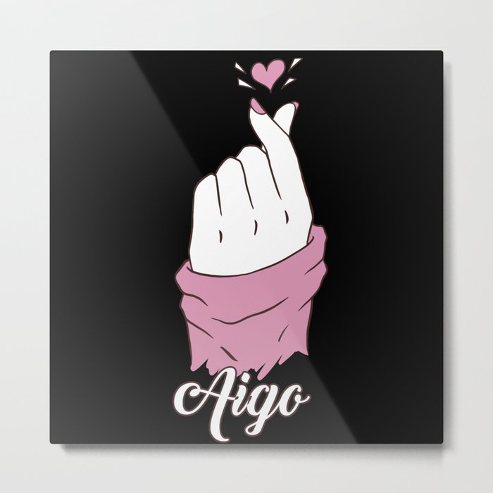 Aigo Korean Heart Love K Pop Heart Finger Metal Print